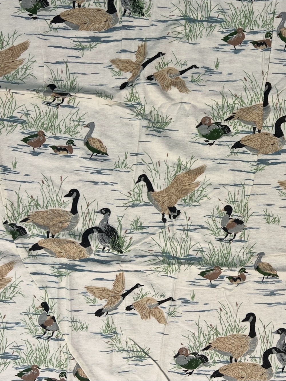 Vintage Wildlife Goose Geese Duck Pattern Fabric Panel Sewing Art Craft
